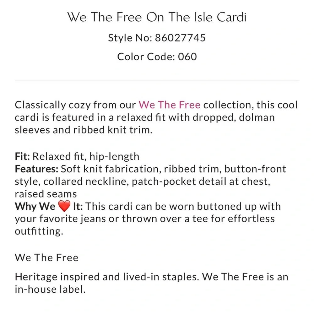 NWT Free People We the Free on the Isle Red Cardigan - Picture 7 of 9